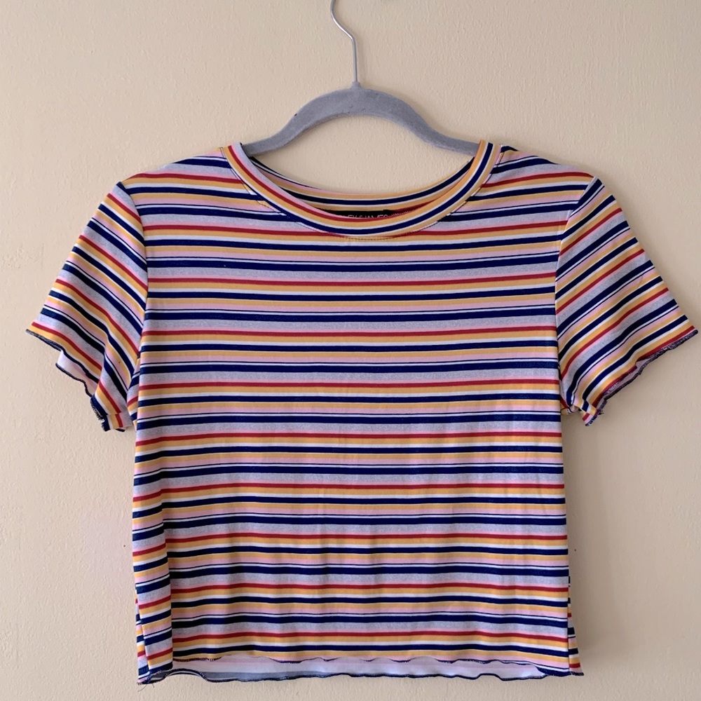 Medium, striped crop top.